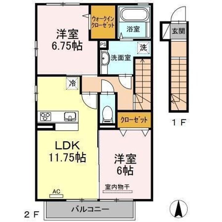 カルムM A棟・B棟A202の間取り