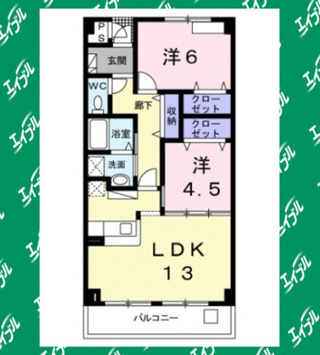 愛知県東海市名和町北向イ山(マンション)の賃貸物件303の間取り