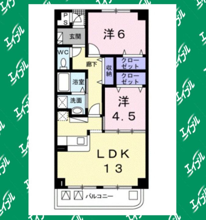 愛知県東海市名和町北向イ山(マンション)の賃貸物件201の間取り