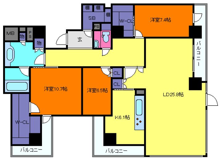 ザ・パークハウス芦屋川の間取り