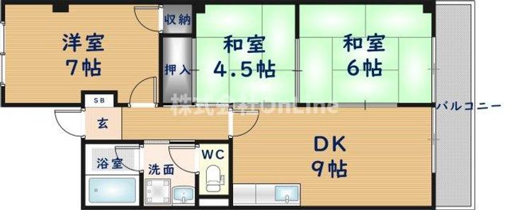 八尾樋口マンション307の間取り