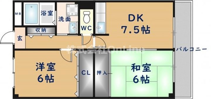大阪府東大阪市稲葉4丁目(マンション)の賃貸物件101の間取り