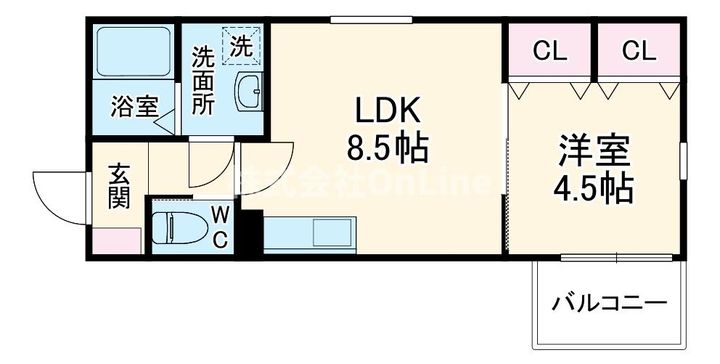 大阪府東大阪市衣摺1丁目(アパート)の賃貸物件の間取り