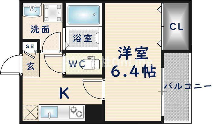 大阪府東大阪市小若江1丁目(アパート)の賃貸物件の間取り