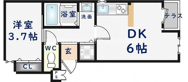 大阪府東大阪市岩田町4丁目(マンション)の賃貸物件の間取り