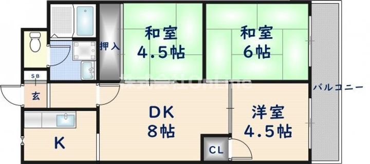 大阪府東大阪市菱江2丁目(マンション)の賃貸物件の間取り