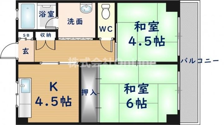 大阪府東大阪市若江南町1丁目(マンション)の賃貸物件の間取り