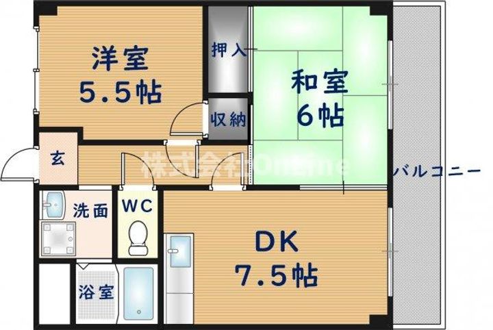 大阪府東大阪市島之内2丁目(マンション)の賃貸物件の間取り