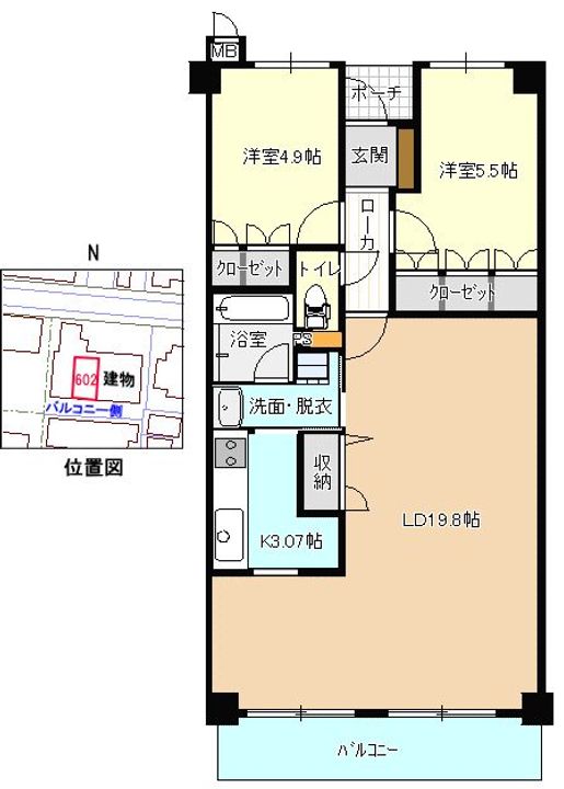 サーパス茜通り602の間取り