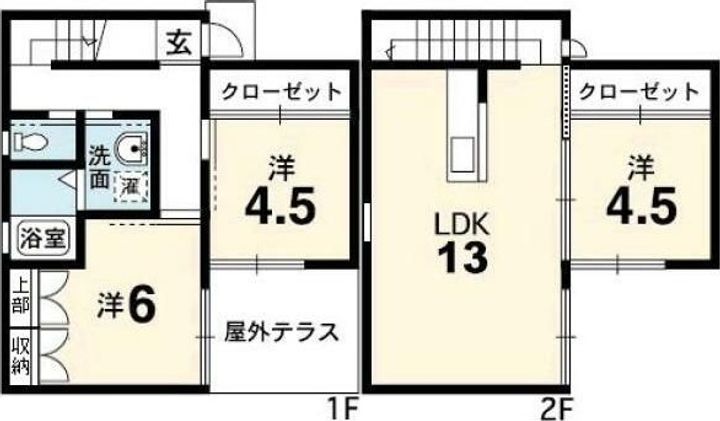 徳島県徳島市上助任町三本松(一戸建)の賃貸物件2の間取り