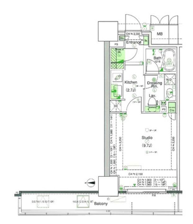 東京都港区港南2丁目(マンション)の賃貸物件の間取り