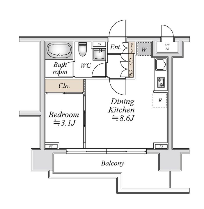 東京都中央区日本橋小網町(マンション)の賃貸物件の間取り