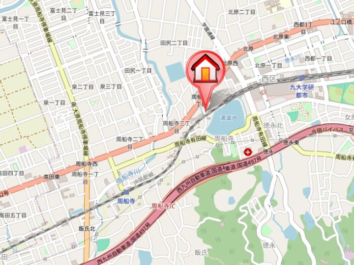 福岡県福岡市西区周船寺3丁目(アパート)の賃貸物件の地図