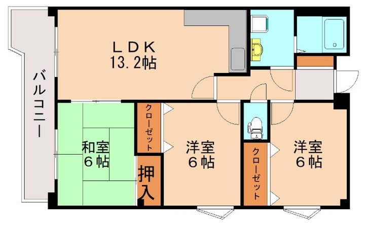 福岡県福岡市西区今宿東2丁目(マンション)の賃貸物件102の間取り