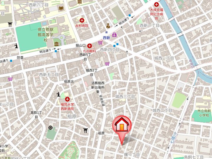 ハーモニーテラス西新の地図