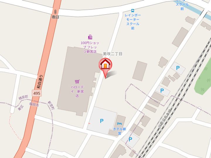 福岡県糟屋郡新宮町美咲2丁目(マンション)の賃貸物件301の地図