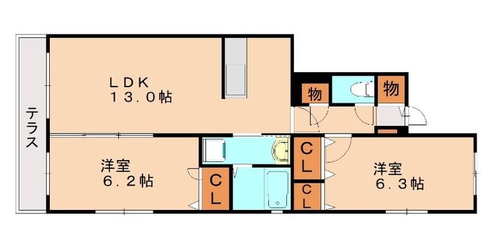 福岡県大野城市東大利1丁目(マンション)の賃貸物件203の間取り
