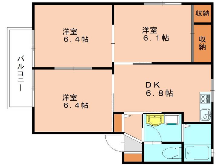 福岡県宗像市自由ヶ丘8丁目(アパート)の賃貸物件101の間取り