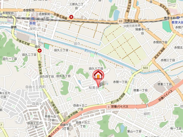 福岡県宗像市桜美台(アパート)の賃貸物件102の地図