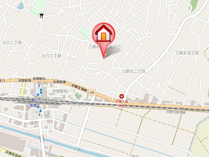 福岡県宗像市三郎丸1丁目(アパート)の賃貸物件の地図