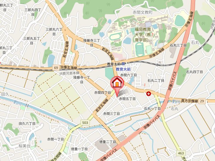 福岡県宗像市赤間5丁目(アパート)の賃貸物件202の地図