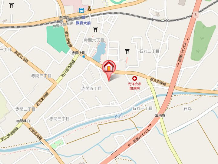 福岡県宗像市石丸1丁目(アパート)の賃貸物件202の地図