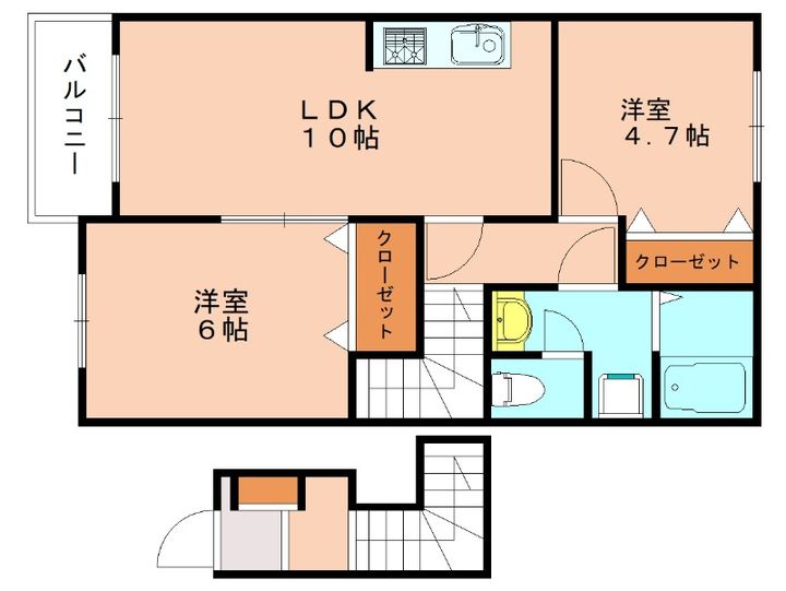 福岡県宗像市陵厳寺1丁目(アパート)の賃貸物件204の間取り