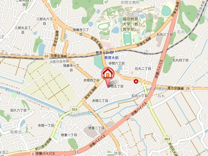 福岡県宗像市赤間5丁目(アパート)の賃貸物件210の地図