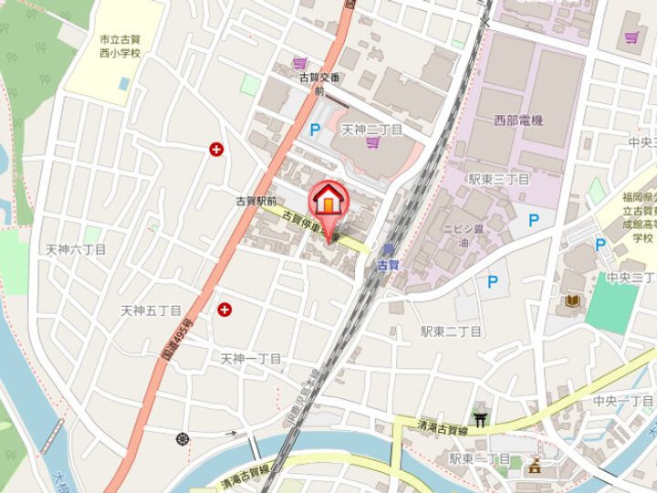 福岡県古賀市天神1丁目(マンション)の賃貸物件501の地図