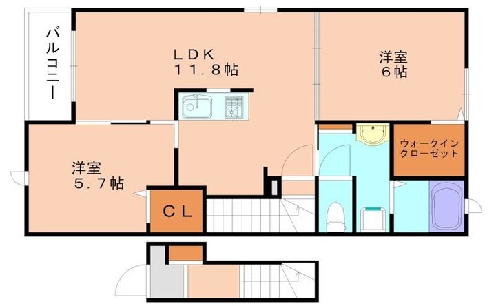 福岡県宗像市宮田2丁目(アパート)の賃貸物件203の間取り