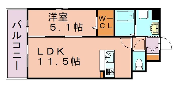 福岡県福岡市博多区東那珂3丁目(マンション)の賃貸物件403の間取り