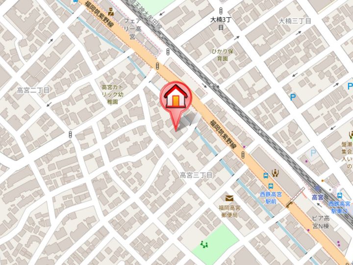 福岡県福岡市南区高宮3丁目(マンション)の賃貸物件の地図