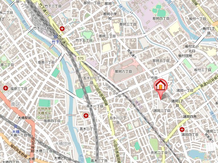 福岡県福岡市博多区諸岡3丁目(アパート)の賃貸物件101の地図