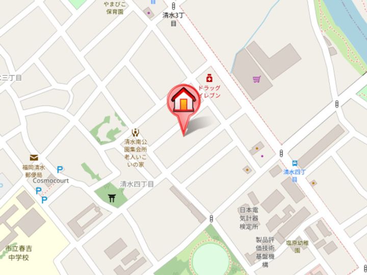 福岡県福岡市南区清水4丁目(アパート)の賃貸物件107の地図