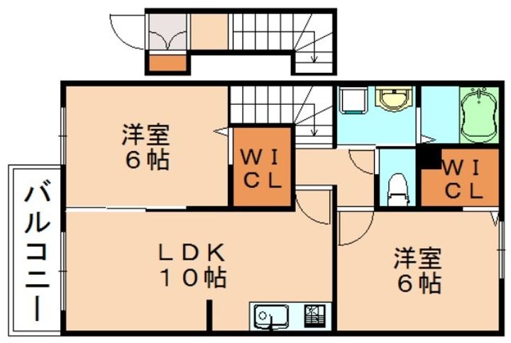 福岡県飯塚市花瀬(アパート)の賃貸物件202の間取り