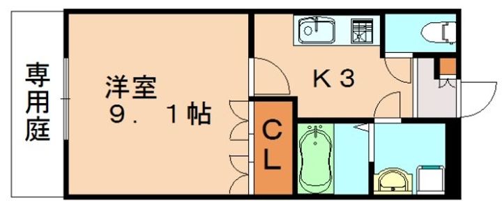 福岡県飯塚市菰田(アパート)の賃貸物件105の間取り
