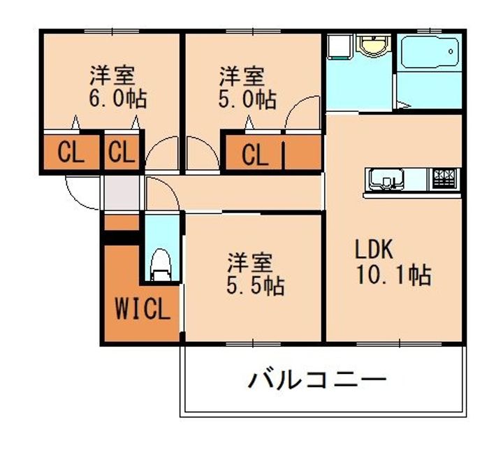 フォレスタ綱分 C棟103の間取り