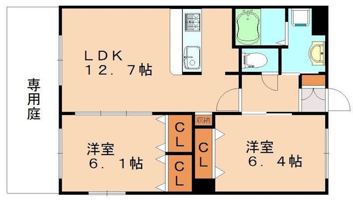 福岡県飯塚市横田(アパート)の賃貸物件106の間取り