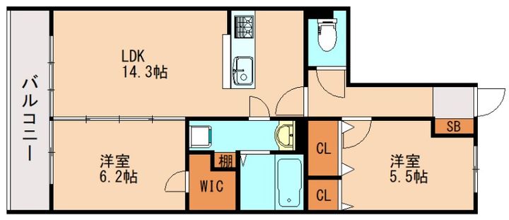 福岡県飯塚市堀池(マンション)の賃貸物件502の間取り