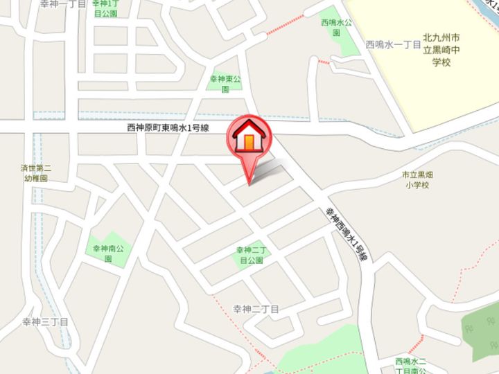 福岡県北九州市八幡西区幸神2丁目(アパート)の賃貸物件102の地図