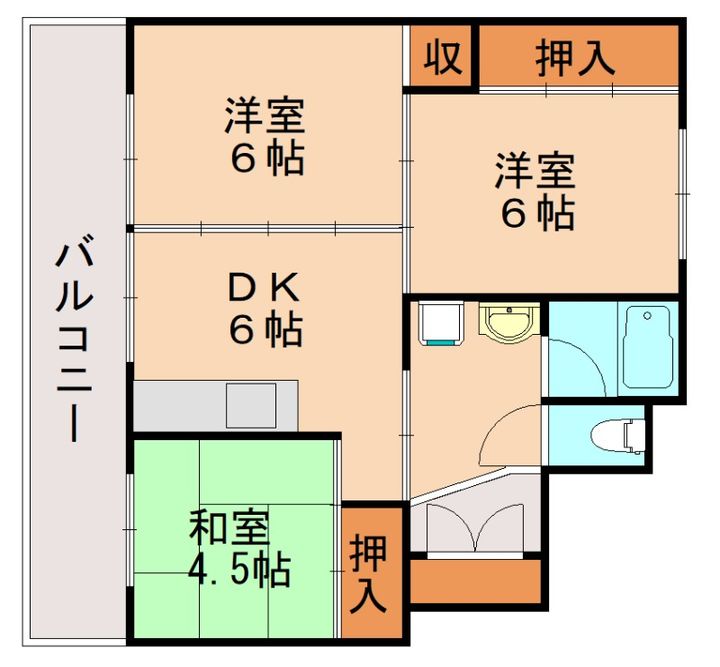 福岡県遠賀郡水巻町古賀2丁目(マンション)の賃貸物件1-202の間取り