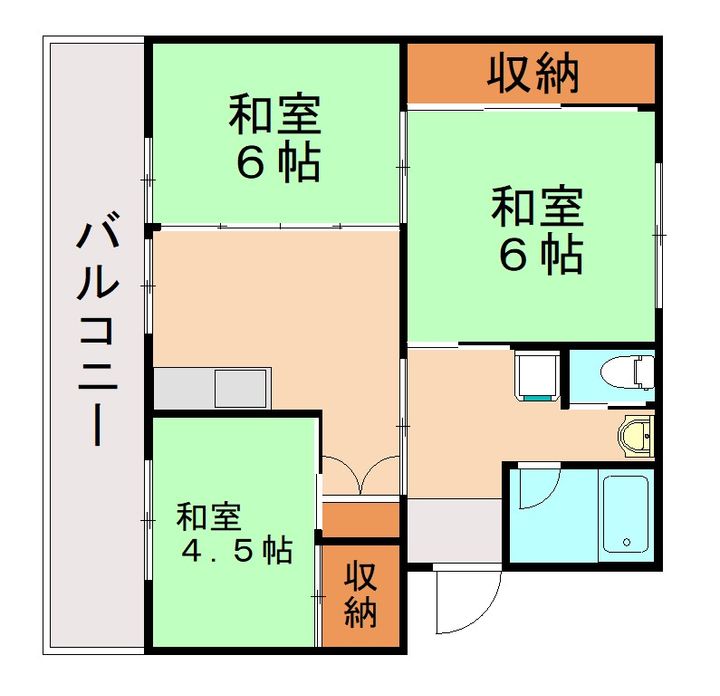 ビレッジハウス水巻2-202の間取り