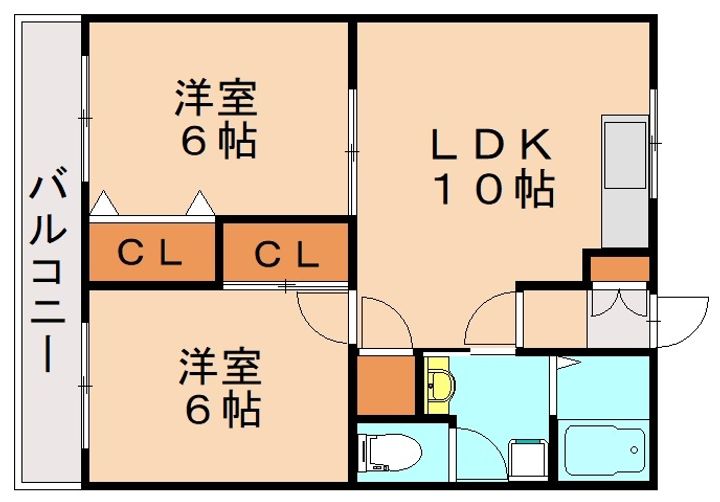 福岡県遠賀郡水巻町吉田西3丁目(アパート)の賃貸物件B202の間取り
