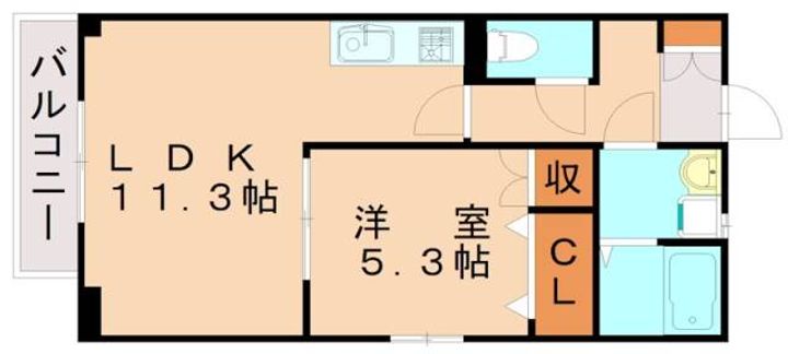 福岡県北九州市八幡西区陣原3丁目(マンション)の賃貸物件202の間取り