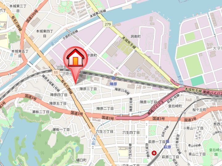 福岡県北九州市八幡西区陣原3丁目(マンション)の賃貸物件202の地図