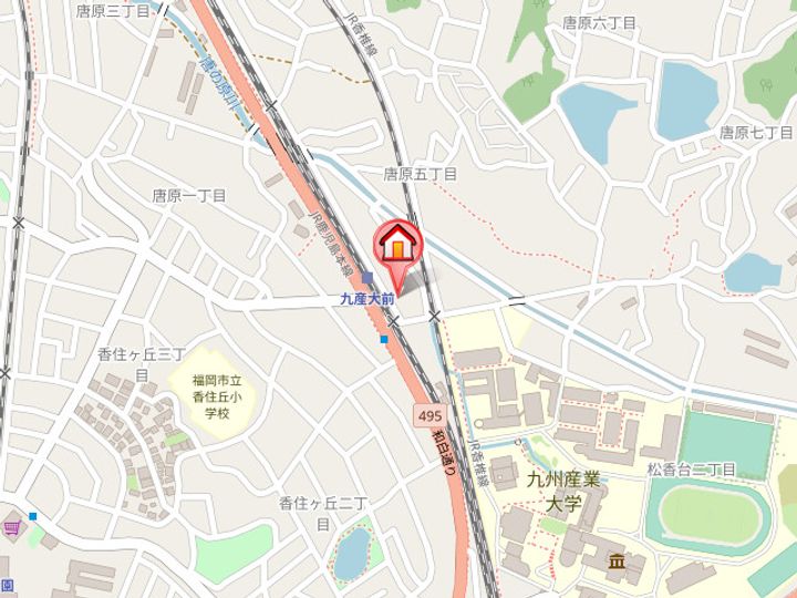 福岡県福岡市東区唐原5丁目(マンション)の賃貸物件308の地図
