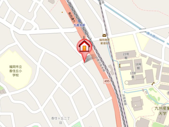 福岡県福岡市東区香住ケ丘2丁目(マンション)の賃貸物件303の地図