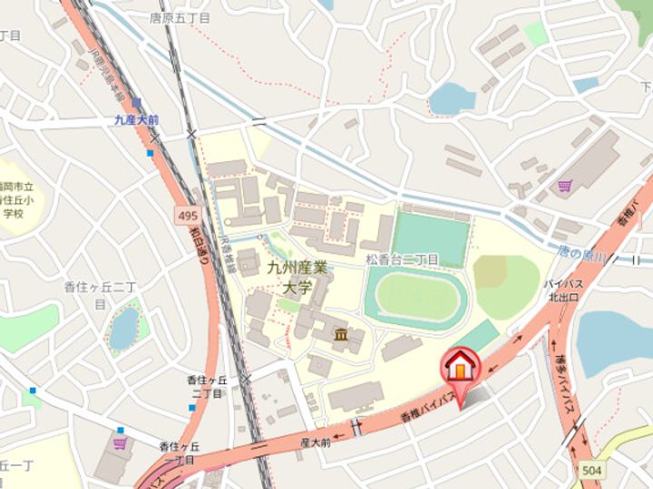 福岡県福岡市東区松香台1丁目(マンション)の賃貸物件501の地図