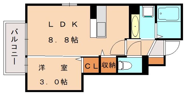 福岡県北九州市小倉北区篠崎2丁目(アパート)の賃貸物件107の間取り