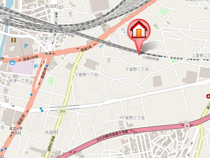 福岡県北九州市小倉北区下富野2丁目(アパート)の賃貸物件202の地図